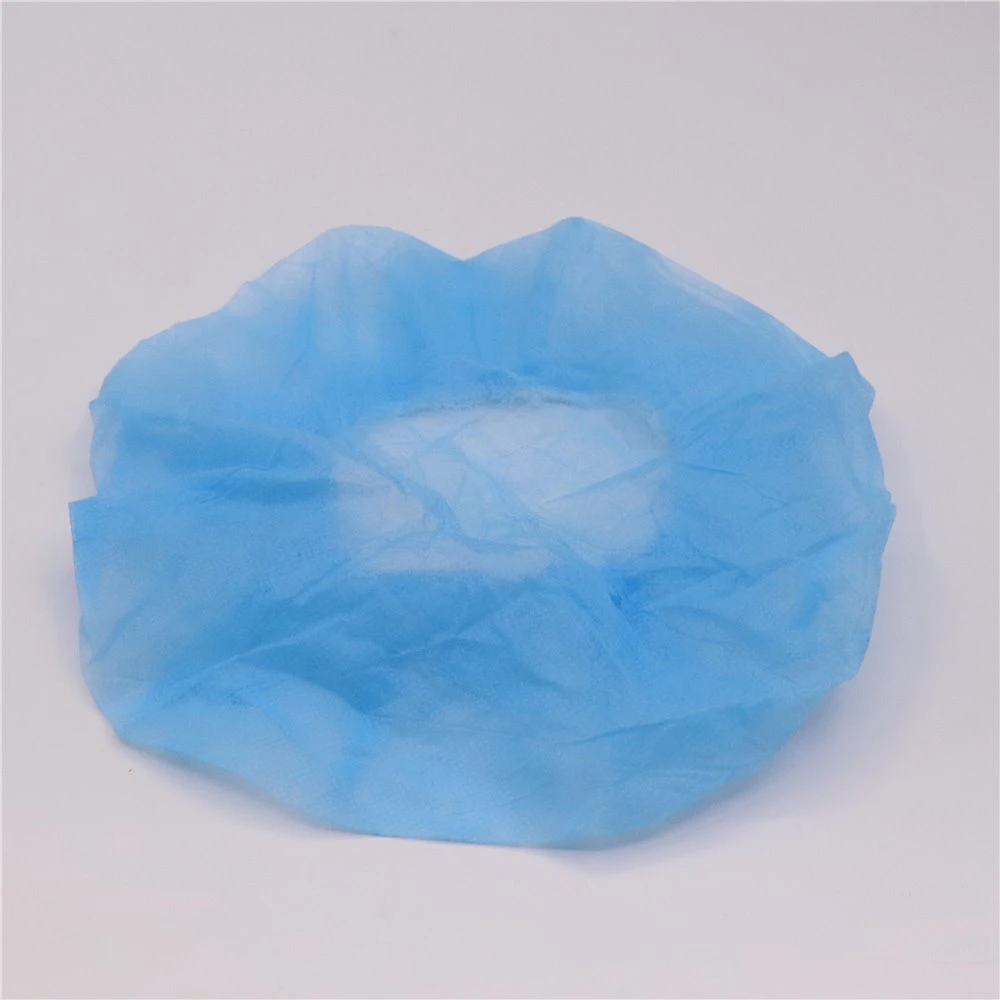 Gorra de bouffant desechable no tejida barata azul