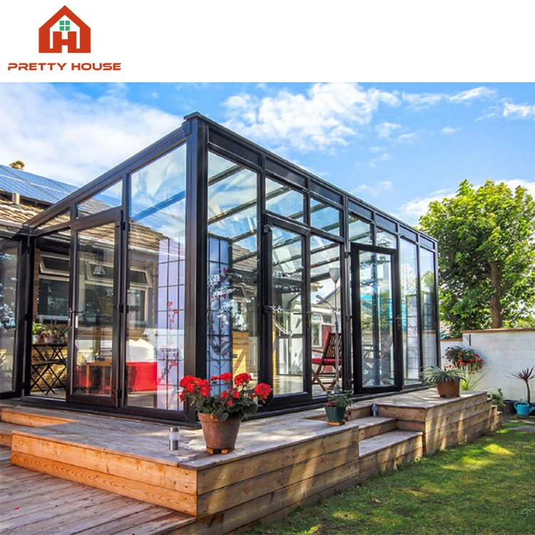 Pare-soleil extérieur avec cadre en aluminium résistant aux intempéries et verre à bris thermique Maison verte en aluminium