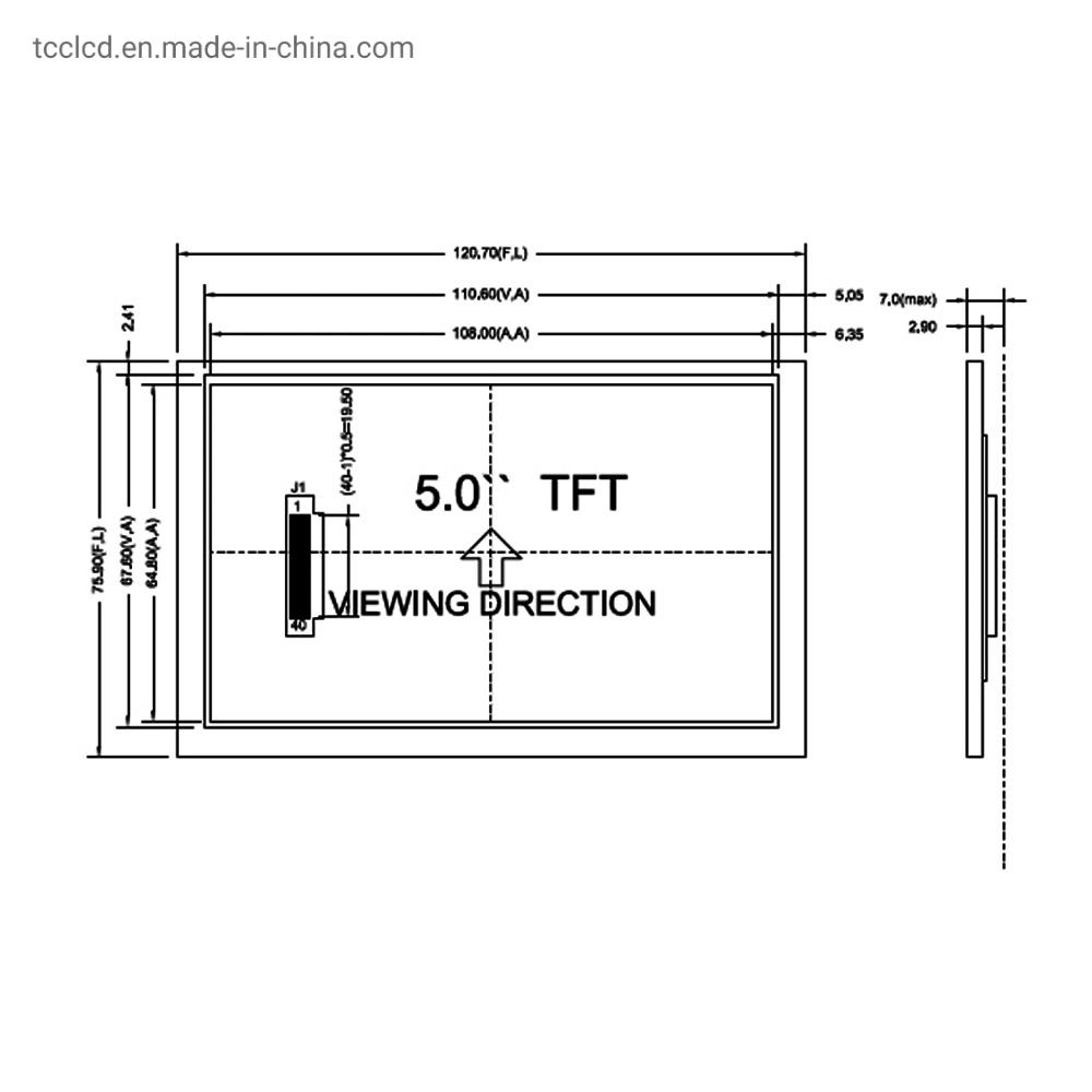 5.0 pulgadas Panel LCD TFT 800x480 de resolución el módulo de pantalla con pantalla táctil resistiva