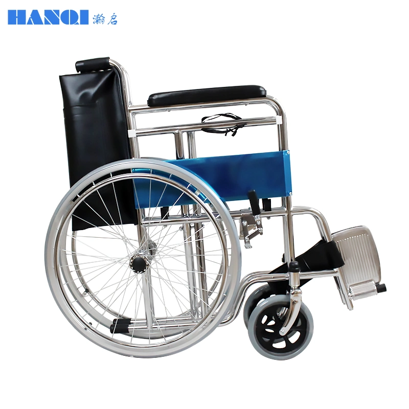 Multi-Functional and Lightweight Stainless Wheelchair with Pull-Type Plastic Commode for Disabled
