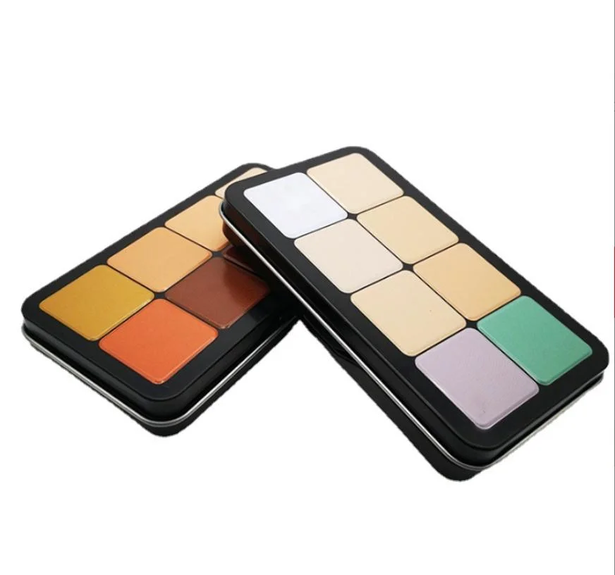 Caja de hojalata envases cosméticos Eyeshadow Caja de metal 12 colores de sombra de ojos caso