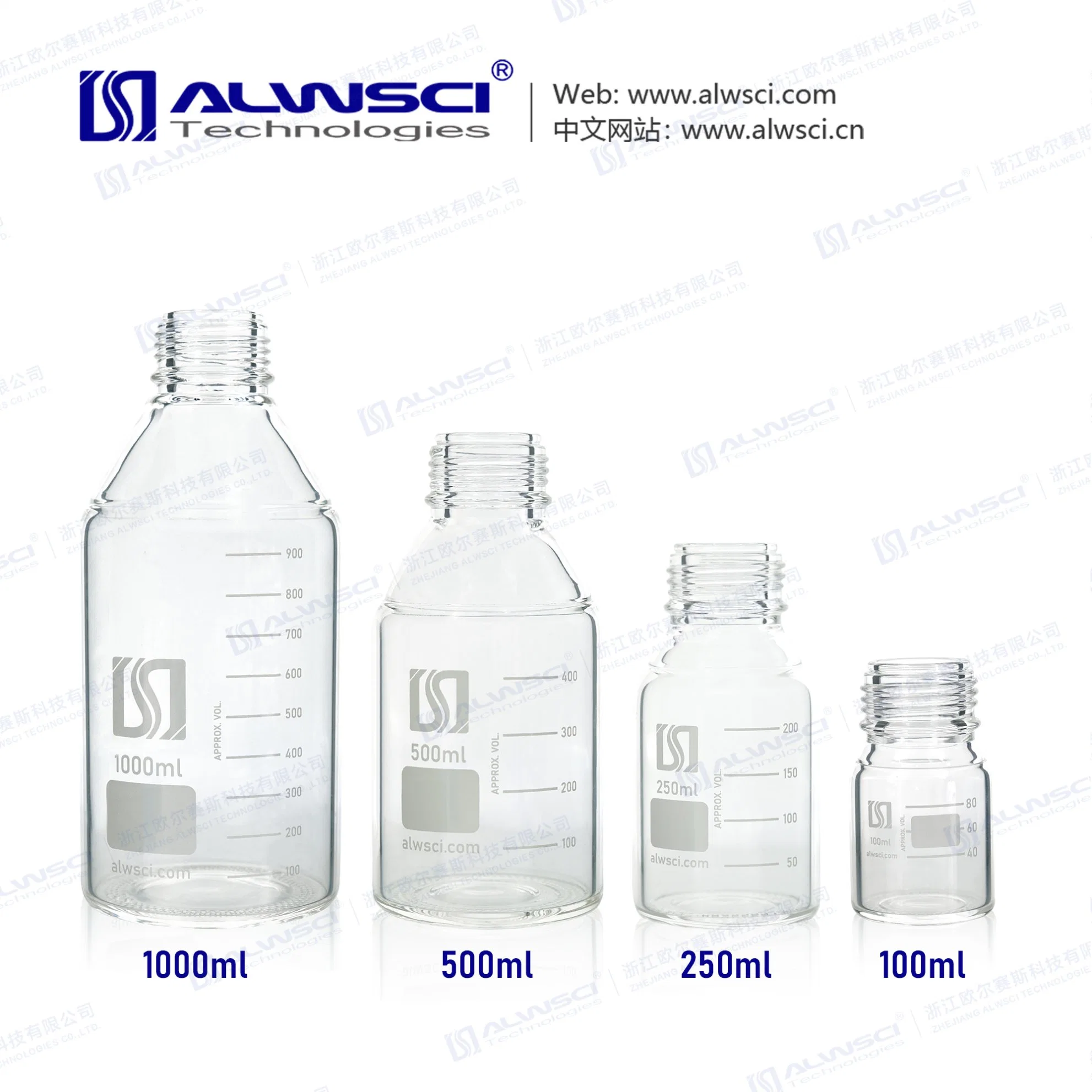 100ml Gl45 Clear Glass Reagent Bottle with Closed Screw Cap