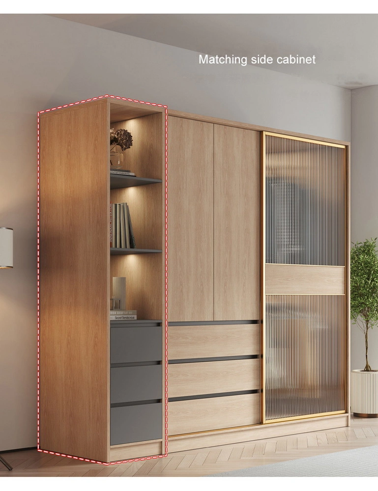 PVC Modern Latest Design Bedroom Furniture Cloth Storage Sliding Door Wardrobe