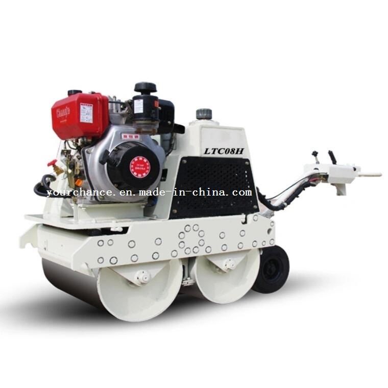 Factory Sell Mini Hand Compactor Ltc08h 0.8 Ton Double Drum Walking Behind Hydraulc Vibratory Road Roller Made in China