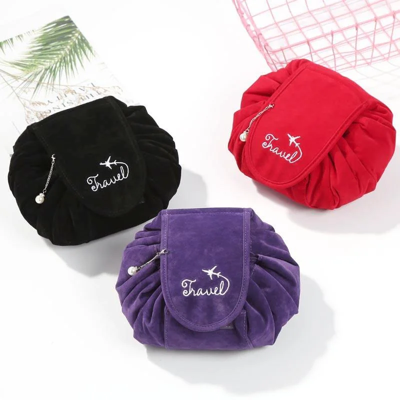 Hot Selling Drawstring Toiletry Makeup Case Velvet Storage Bag Cosmetic Bag