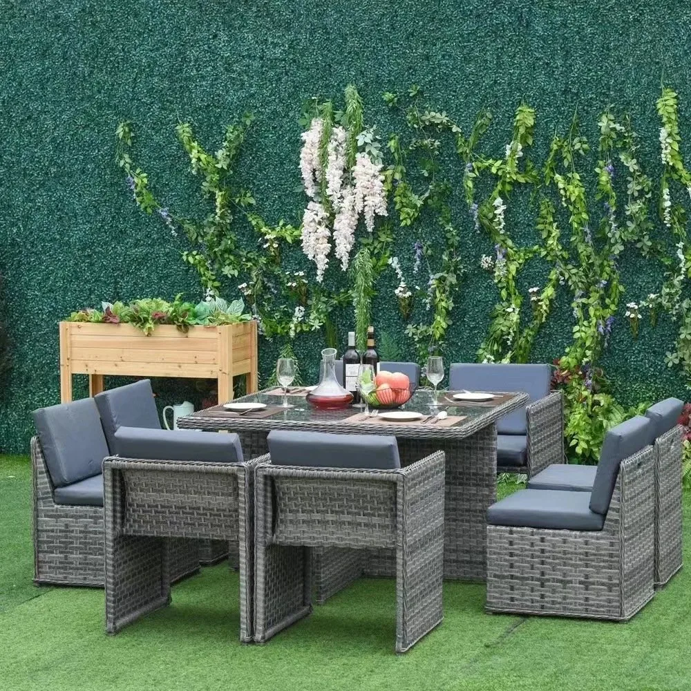 Home Furniture Garden Restaurant Table Wikcer Corner Sofa Set