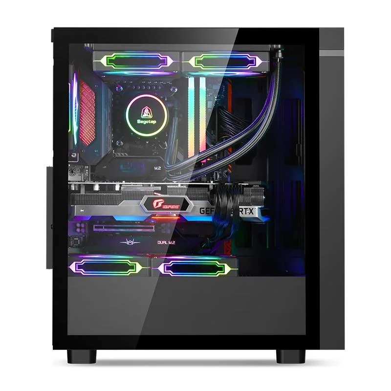 Eatx Dual-CPU Motherboard Support Tempered Glass Side Panel Gaming Case