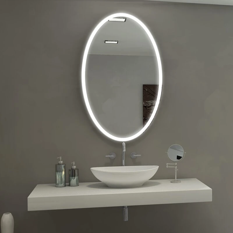 Miroir LED éclairé mural pour salle de bains, certifié CE/UL/cUL, pour hôtel, salon, mobilier avancé, fournitures de bain à domicile.