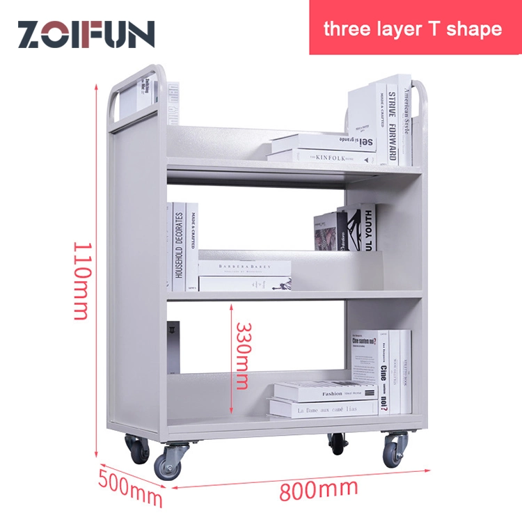 School Furniture Library Book Trolley Hotel Food and Vegetable Healthy Tow Layers Metal Trolley