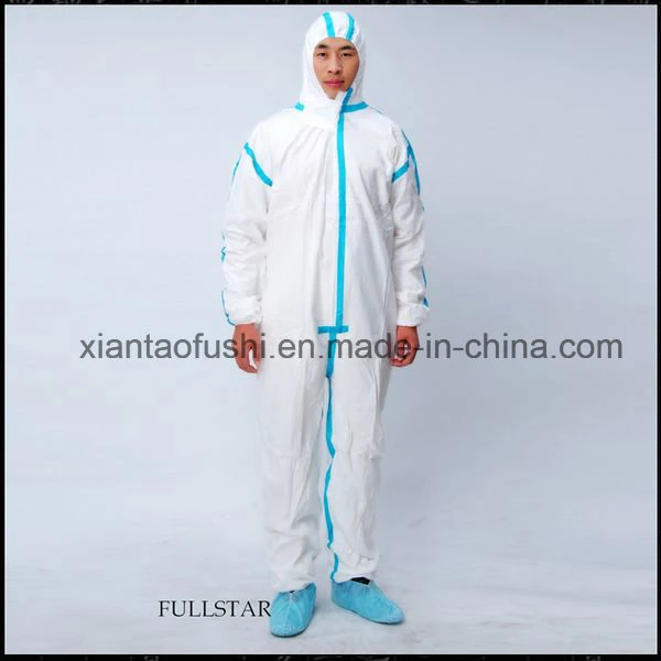 Type5/6 En14126 Waterproof Anti-Static Microporous Non Woven Disposable Taped Safety Protective Clothing Anti Bateria Film Microporous Coverall