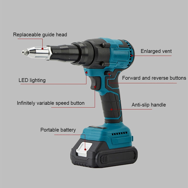 Gainjoys Wholesale/Supplier 12V Cordless Rivet Gun Battery Rivet Gun Electric Riveter Battery Built-in Tool