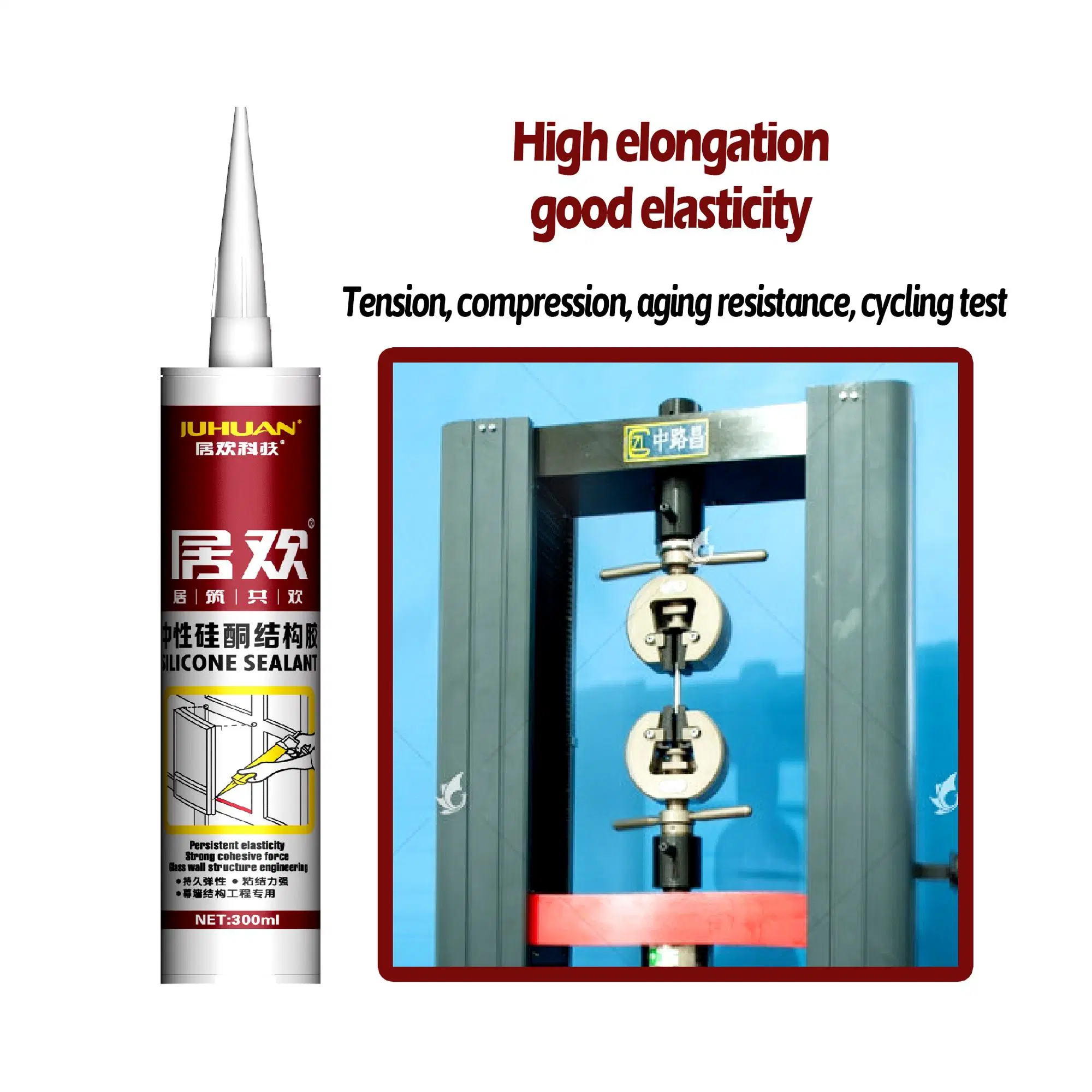 RTV Mastic d'étanchéité neutre résistant aux intempéries pour façade en verre