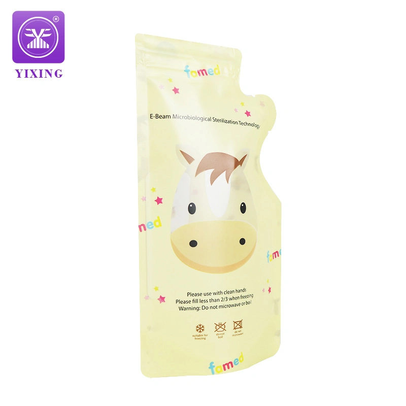 Yixing Pack Breast Milk Storage Bag Double Zip Stand up Pouch BPA Sterilized Frozen Material Pet+PE