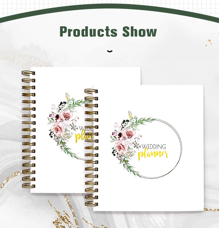 Ustom Printing Goals Spiral Hardcover Organizer Wedding Diary Journal Weekly Daily Wedding Planner