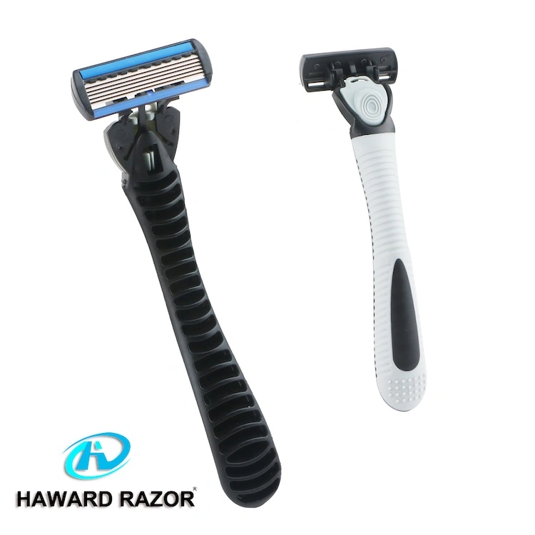 D635L Six Stainless Steel Blade with Vitamin E Lubricating Strip Rubber Grip Handle Shaving System Razor