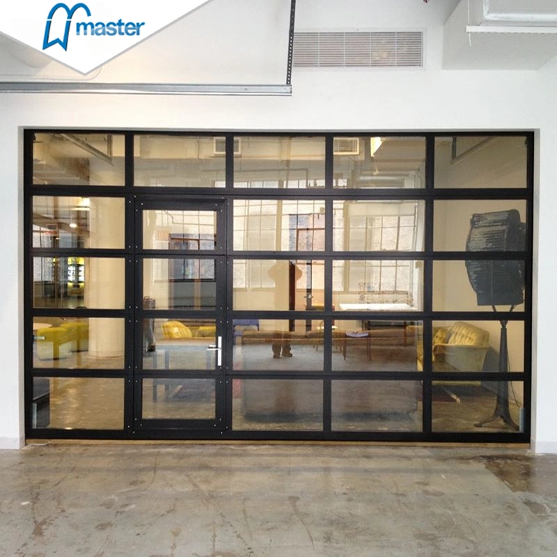 Seccional baratos de aluminio de doble puerta de garaje de vidrio