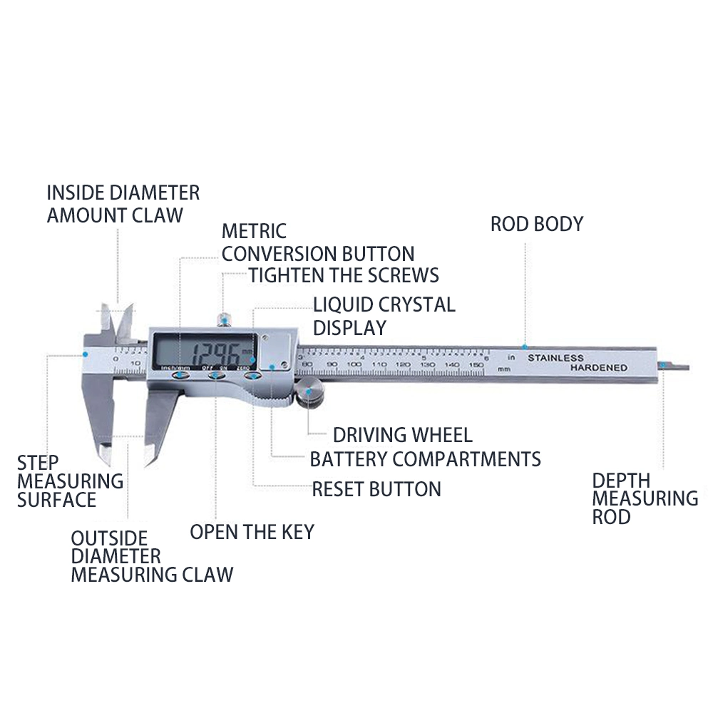 8′ ′ Messschieber 200 mm Wasserdicht Digital elektronisch Messschieber Bremssattel