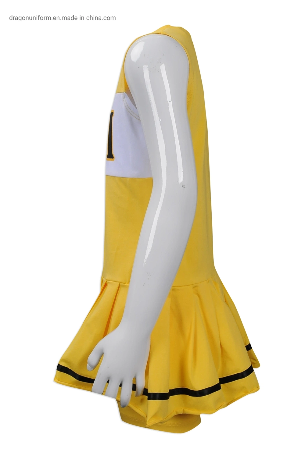 O logotipo personalizado mulheres Amarelo's Sports Dance Slim Fit Cheerleader conjunto uniforme para praticar desportos a desgaste