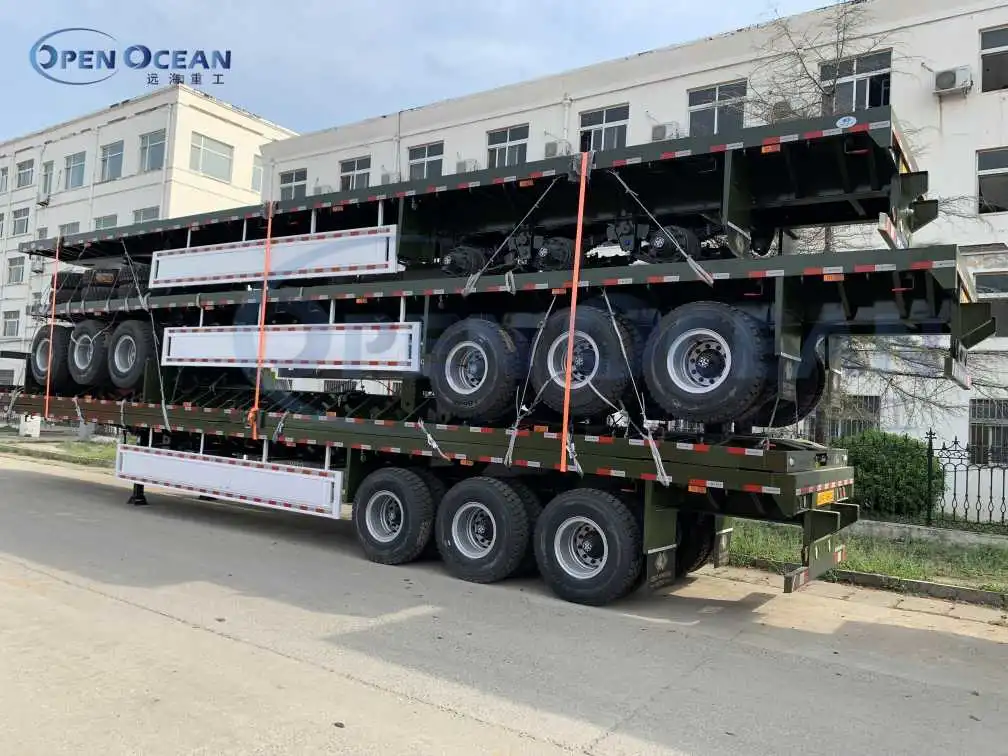 Trailer Fabricante dos 40ft Doble Mongolia mercado Carbón Cargando Flatbed Remolque de contenedor