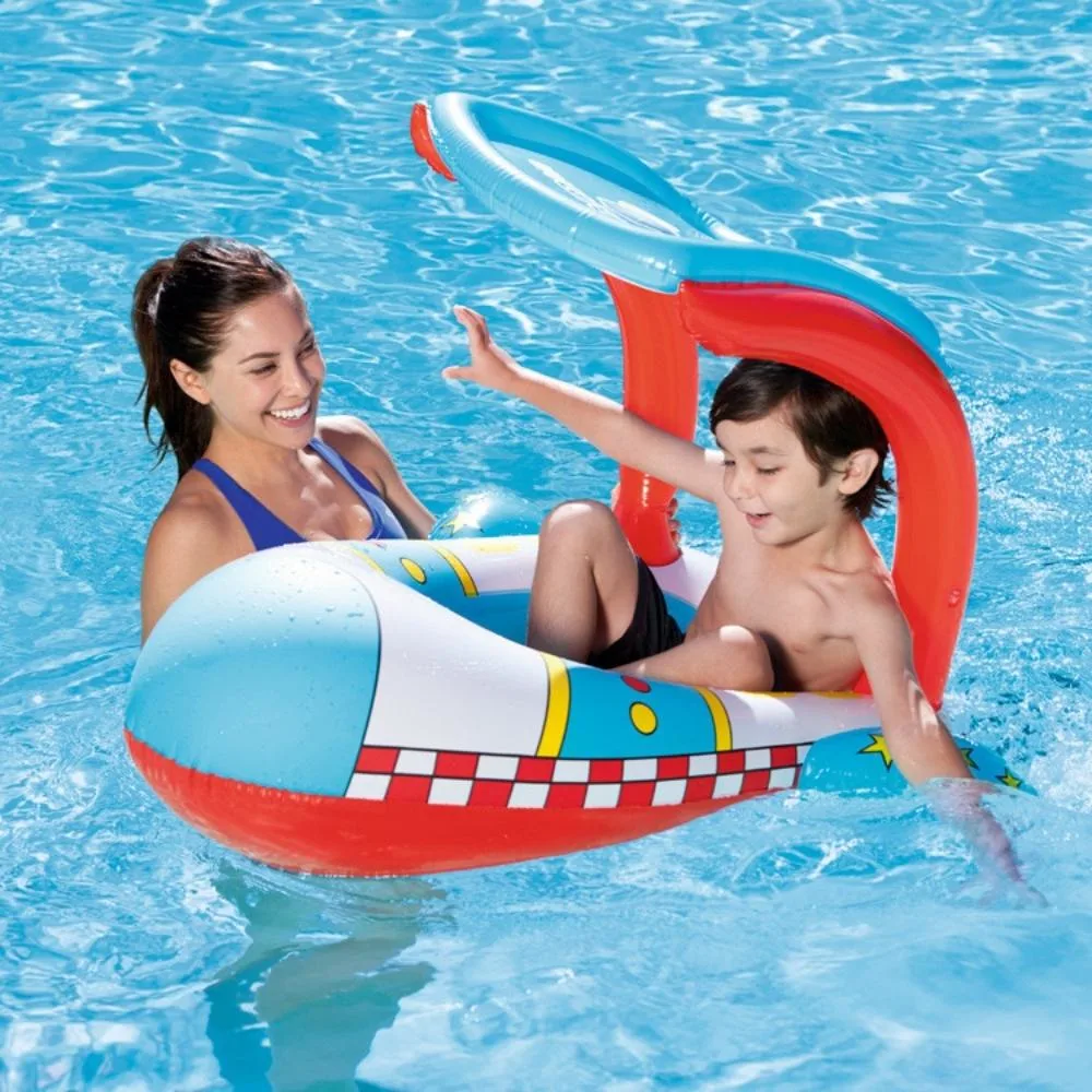 Sunshade Inflatable Baby Kids Water Float Seat Boat Swimming Ring Pool Fun Wyz21808