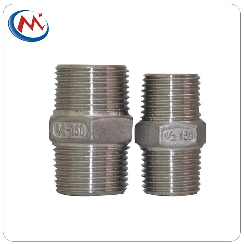ASTM A733 Stainless Steel SS304 316 Male NPT BSPT Threaded Hex Head Nipple