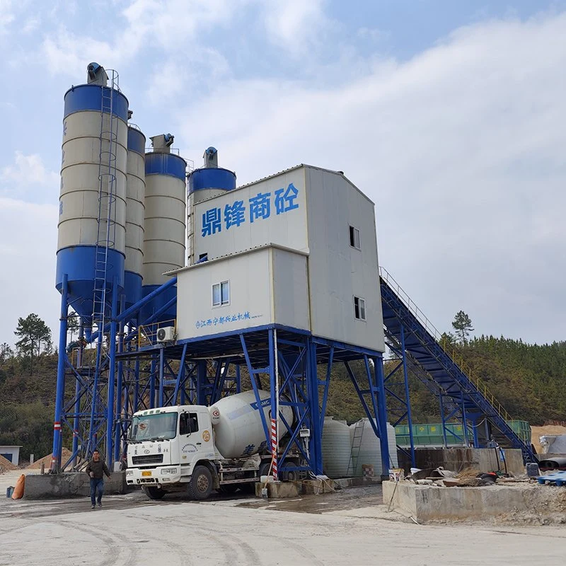 La mezcla de hormigón seco y transmitir la máquina Hzs120 planta de procesamiento por lotes Ready Mix mecanismos concretos