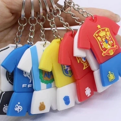 Custom Football World Cup PVC Rubber Keychain Holder Souvenir 2D or 3D Keychain PVC Cartoon