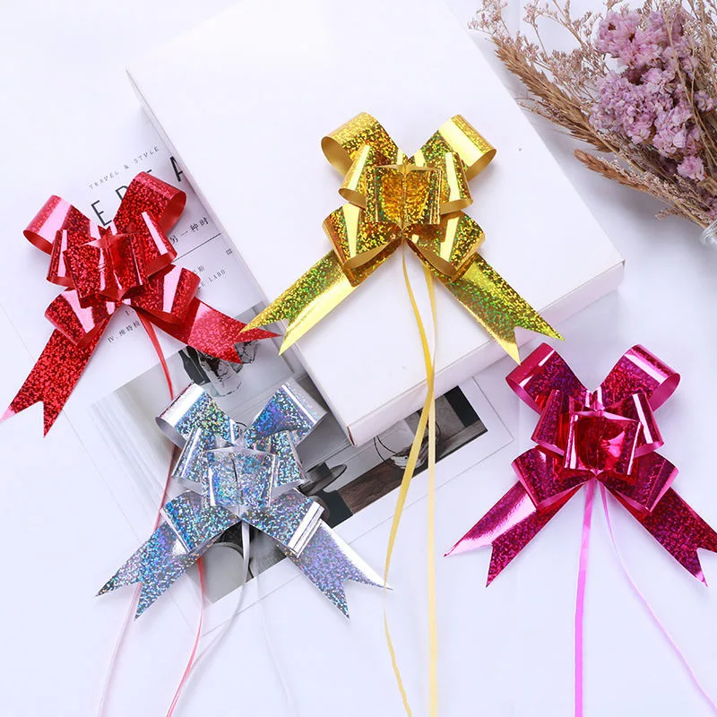 Hot Sale Metallic Shimmery Silver/Gold Fabric Pull Bow Perfect for Birthday Party Gift Package