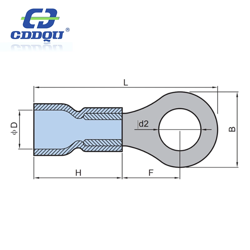 RV5.5-8 Copper Pre-Insulating Circular Auto Electric Terminal PVC Brass Ring Terminal Connector