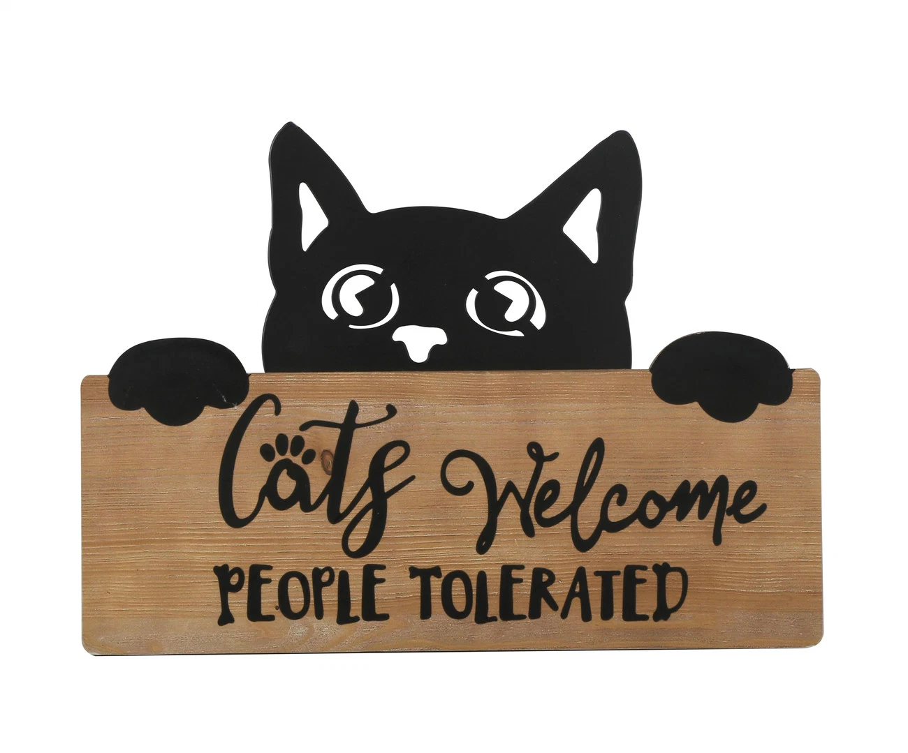 Cat Welcome Pet Home Wooden Metal Home Decor Sign