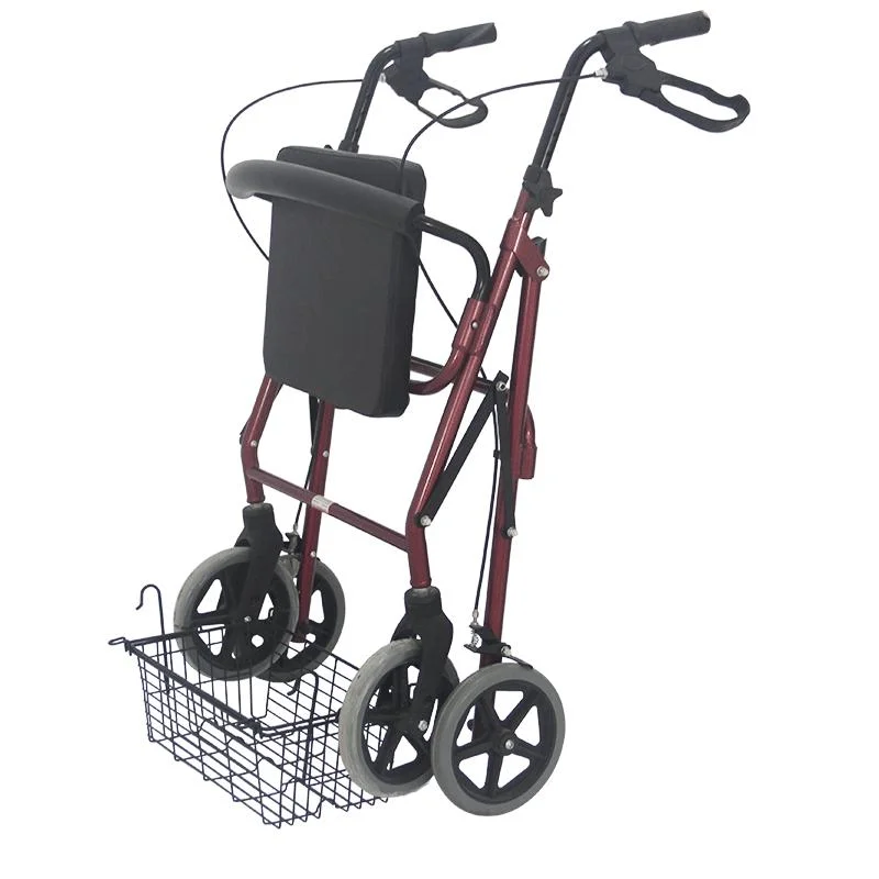 Aluminum Adult Portable Transfer Chair Rolling Foldable Manual Walker Rollator with Seat