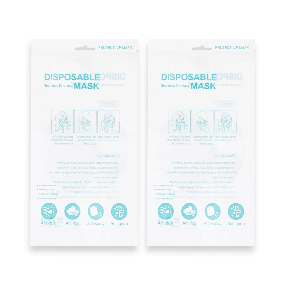 Custom Print Plastic 3 Side Seal Bag Disposable Medical Mask Packaging Bag