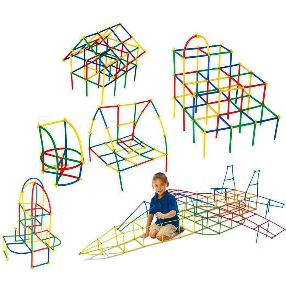 JSTAR Bricolaje plástico Brick Set 4D espacio niños Inteligencia plástico Bloques de tubería Construyendo Juguetes y conectores 408PCS bloques