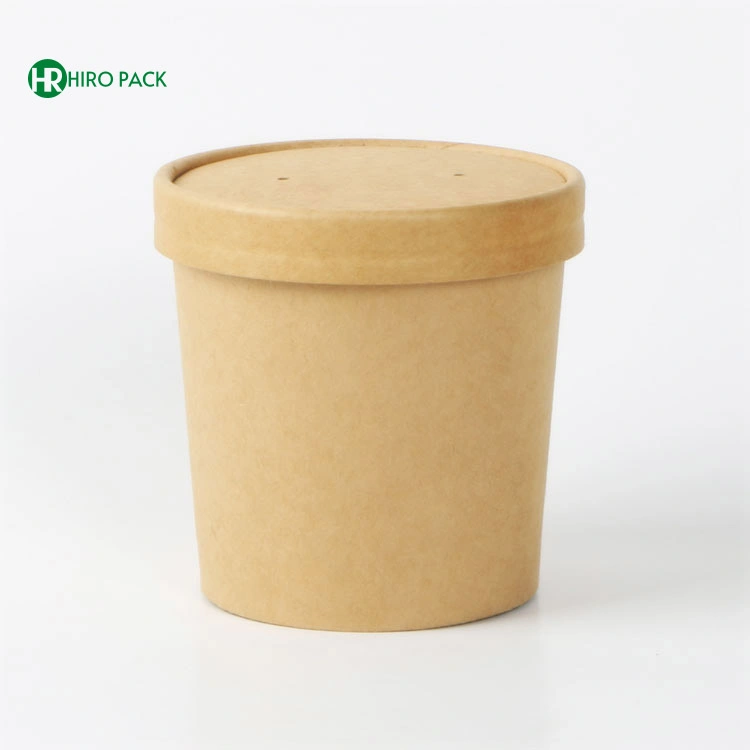 16oz 500ml Soup Container Cup 100% Biodegradable Eco Friendly Soup Paper Cup with Paper Lid PLA Coating