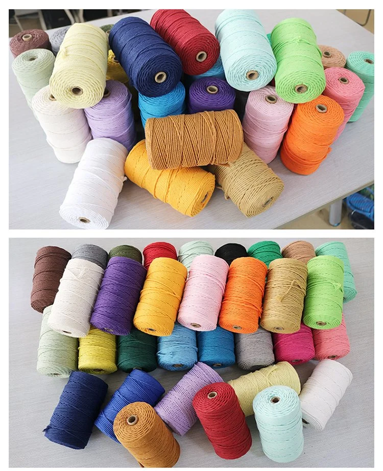 Custom Natural Braided 3mm 4mm 5mm Colorful Twisted DIY Cotton Macrame Cotton Rope Wholesale/Supplier