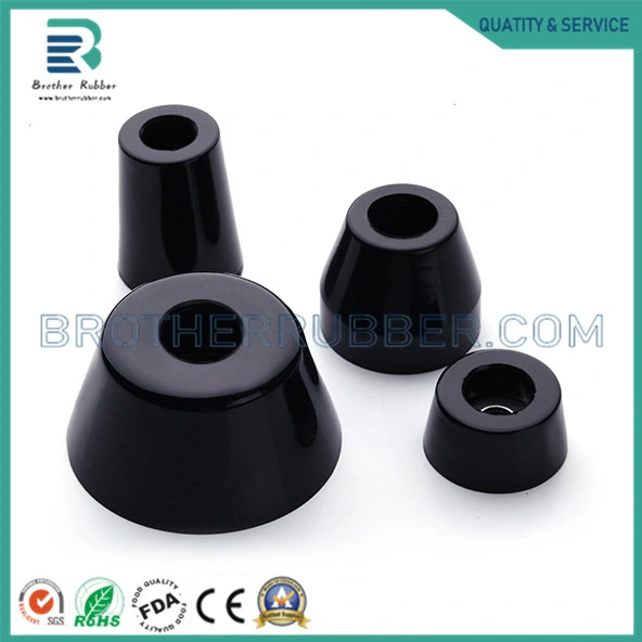 Customized Round Cone Shape Molded Rubber Feet with Steel Washer Built-in