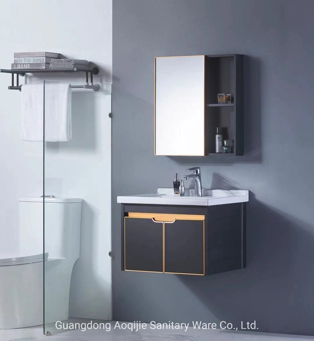 Luxury Hotel Modern Design White Mirror Bathroom Vanity Single Sink Wall Bathroom Cabinet Set