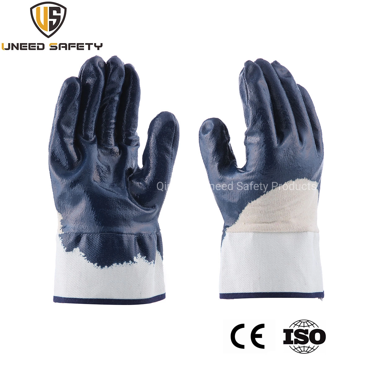 NBR Heavy Duty Jersey Cotton Safety Cuff Full Nitrile Coated Safety Work Gloves with CE