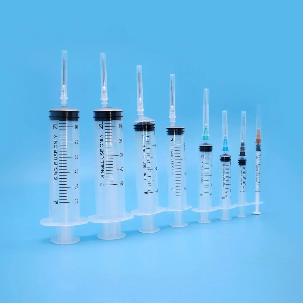 2 or 3 Parts Disposable Plastic Syringe with Needle with Luer Lock or Luer Slip