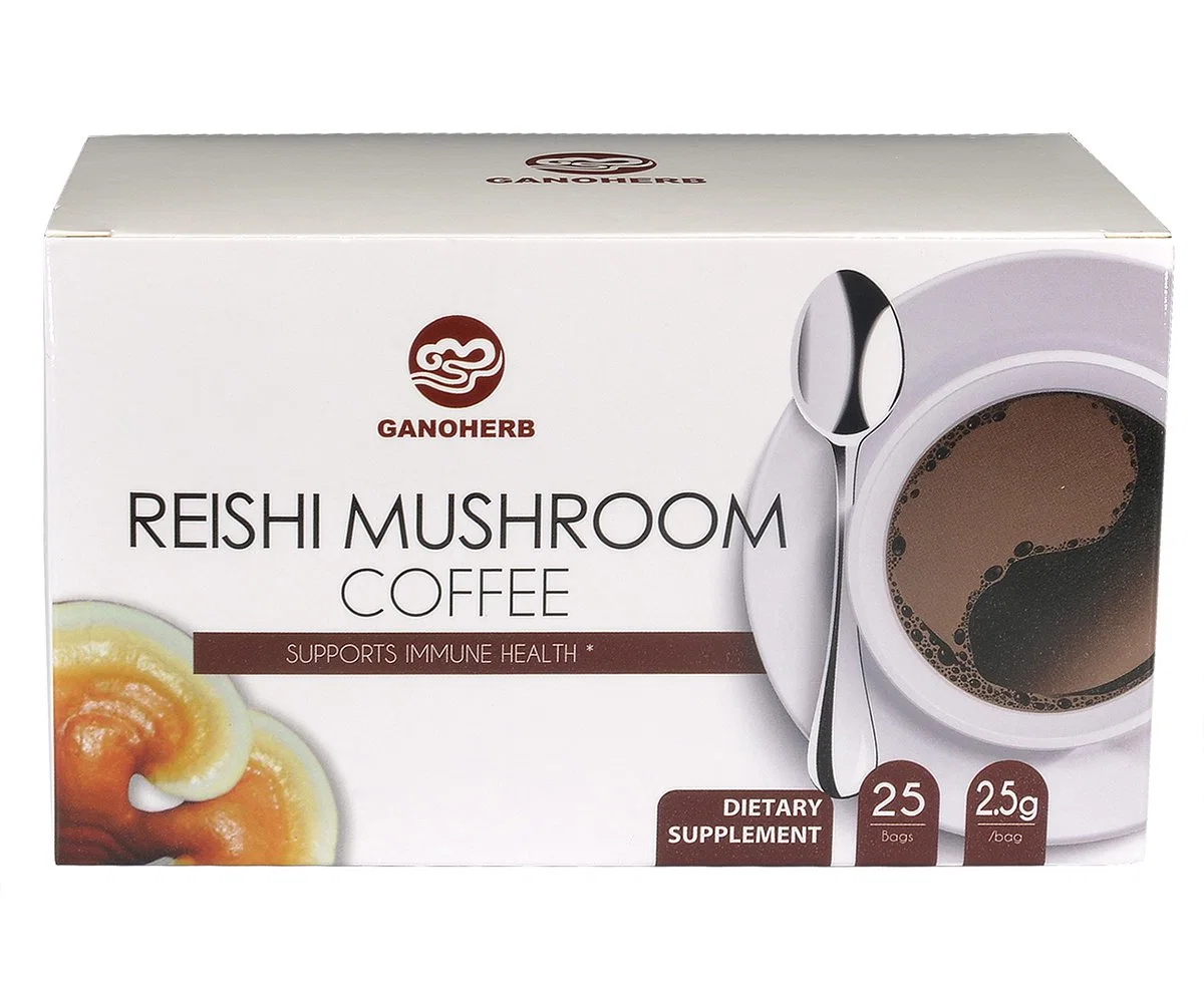 Private Label Reishi hongo Ganoderma con sabor a café instantáneo 2 en 1