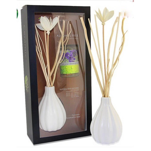 100ml White Ceramic Vase with Rattan Stick Diffuser Gift Sets