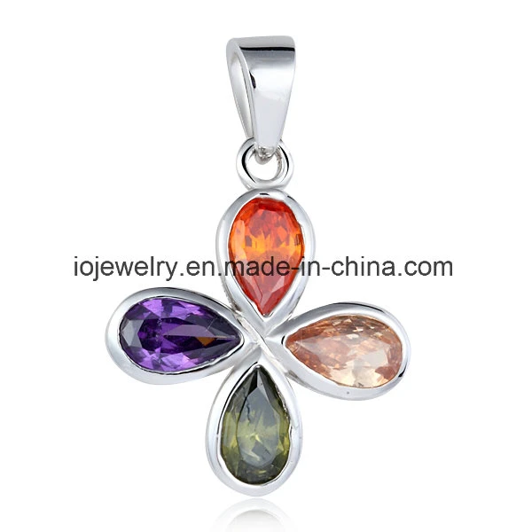 Le trèfle coloré 925 Sterling Silver Crystal Stone Pendentif Bijoux