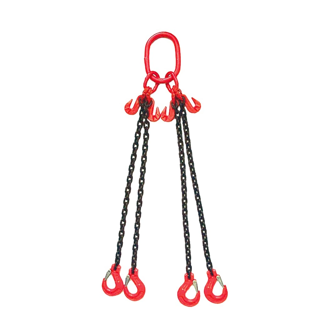 G80 4 Leg Link Lifting Confonois Crane Chain Sling 21 Mt 6 Meter 2/5inch X 5 FT 4410lb Hook Ukca India with Hook