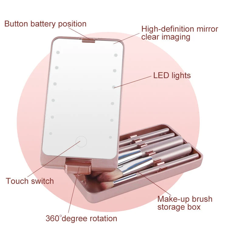 Набор хода компактные щетки зеркал кисть зеркала набор с Светодиодные фары
