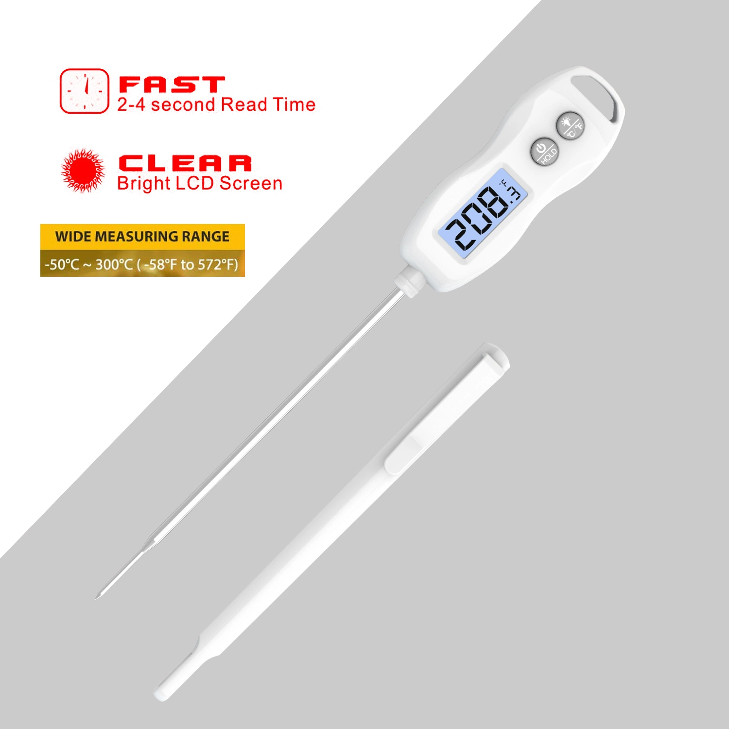 Digital Food Thermometer Kitchen Oven BBQ Cooking Meat Milk Water Measure Probe