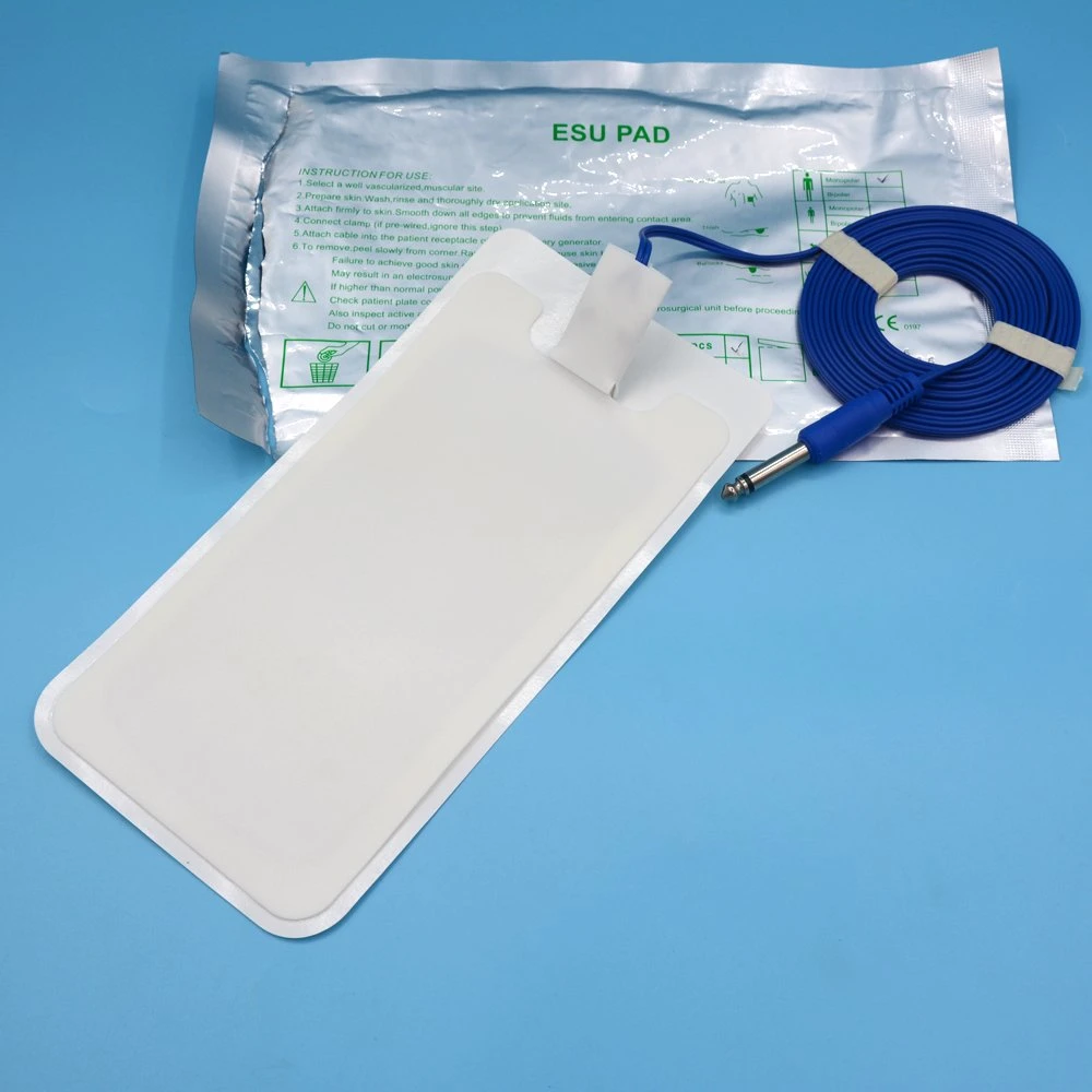 Hospital Medical Disposable Monopolar Electrosurgical Grounding Plate Esu Pad for Adult with Cable
