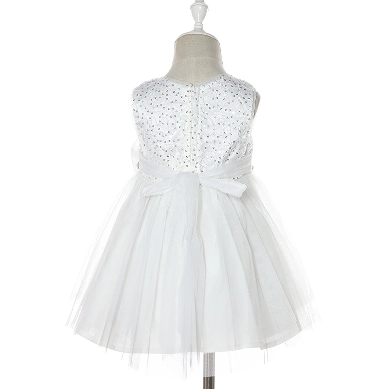 Adorable Knee Length Little Queen Sequined Kids Girls Evening Dresses Ivory Weddings Dress