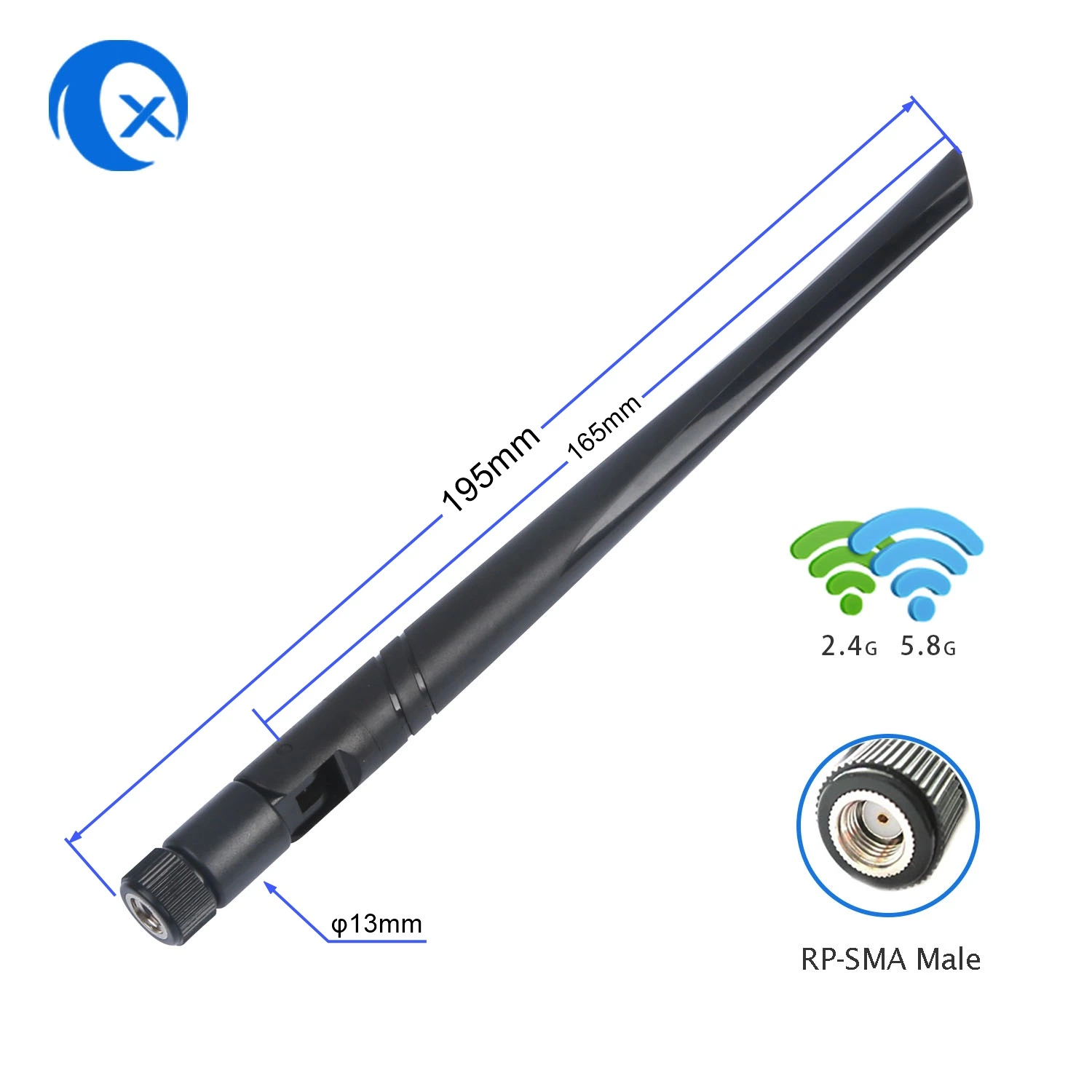 2.4 5.8 GHz Antenne WiFi sans fil omnidirectionnelle pliable à double bande en caoutchouc Duck Booster WLAN RP-SMA pour carte PCI Modem Routeur.