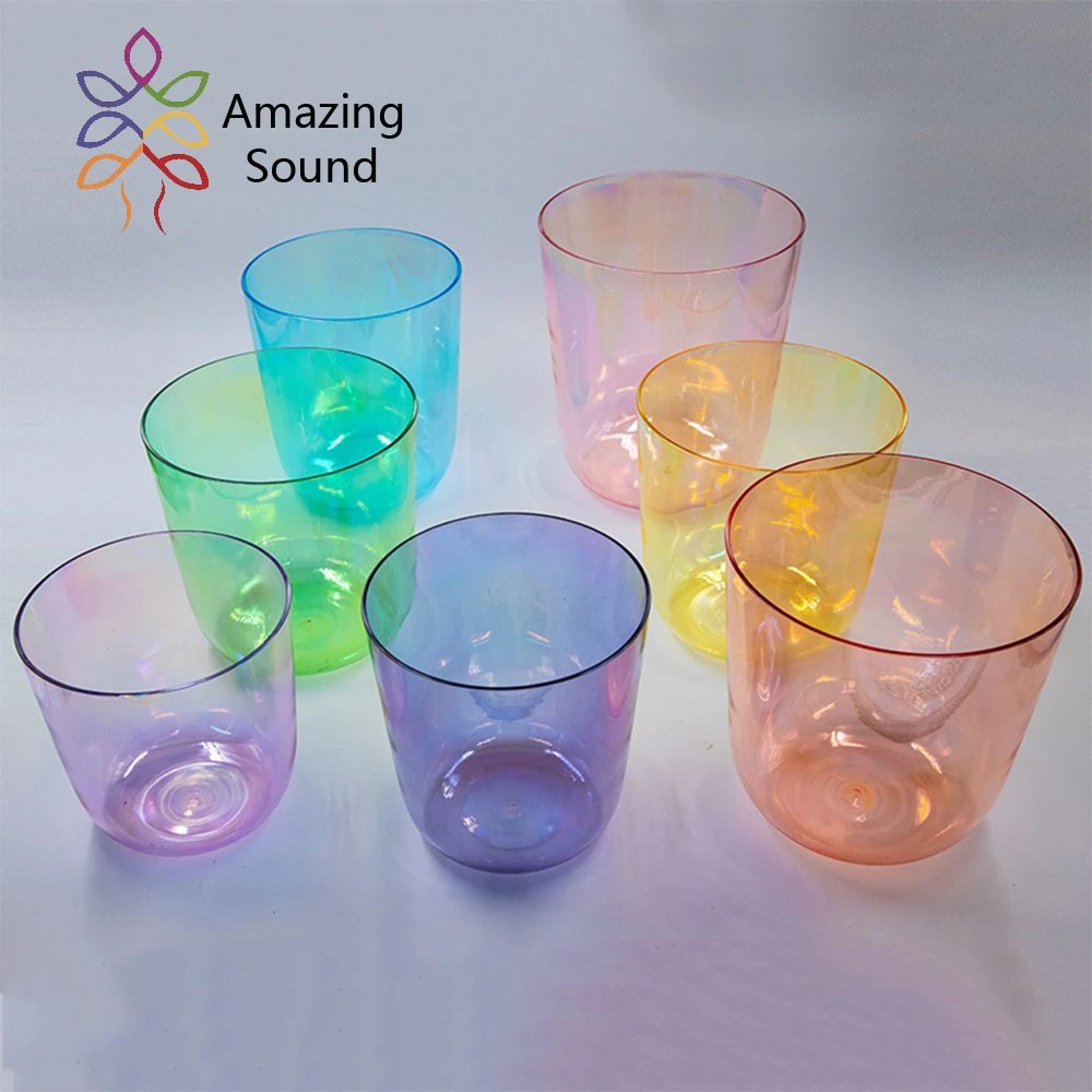 Amazing Sound Tuned Alchemy Clear Cosmic Chakra Quartz Crystal Singing Bowls for Sound Healing