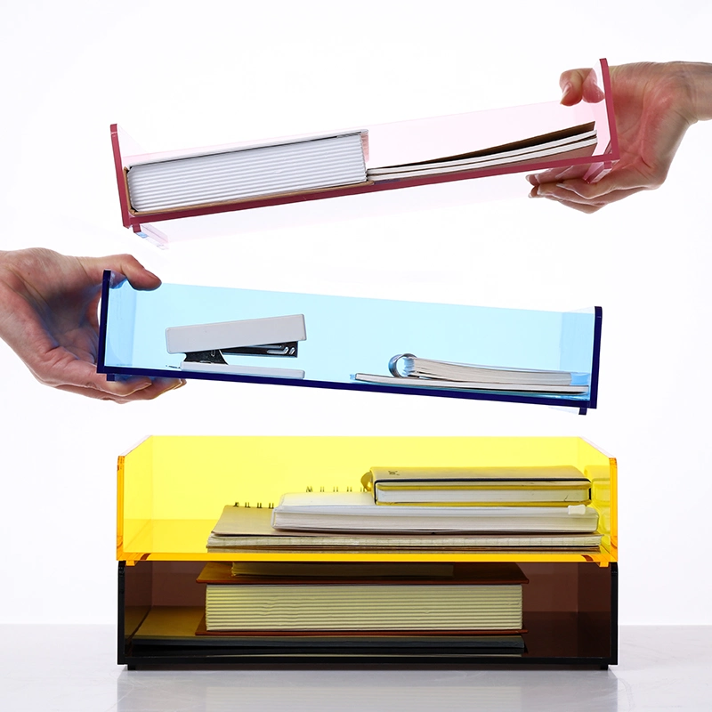 Colorful Acrylic Single Layer File Tray for Books or Documents